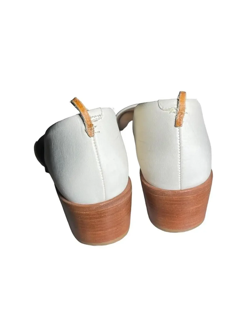 Steven Alan White Leather Wander D’Orsay Sandals Block Heel Size 8